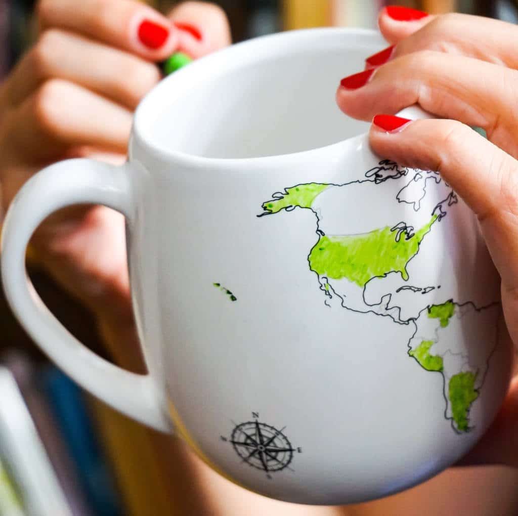 world map mug