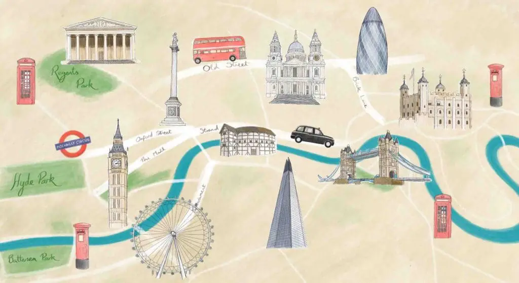 london tube map with attractions