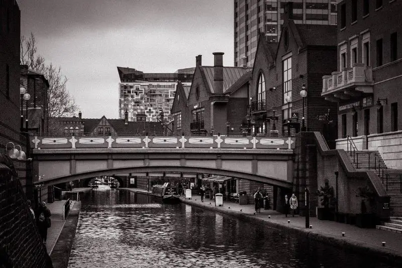 canals at Gas Street Basin in Birmingham city centre, England