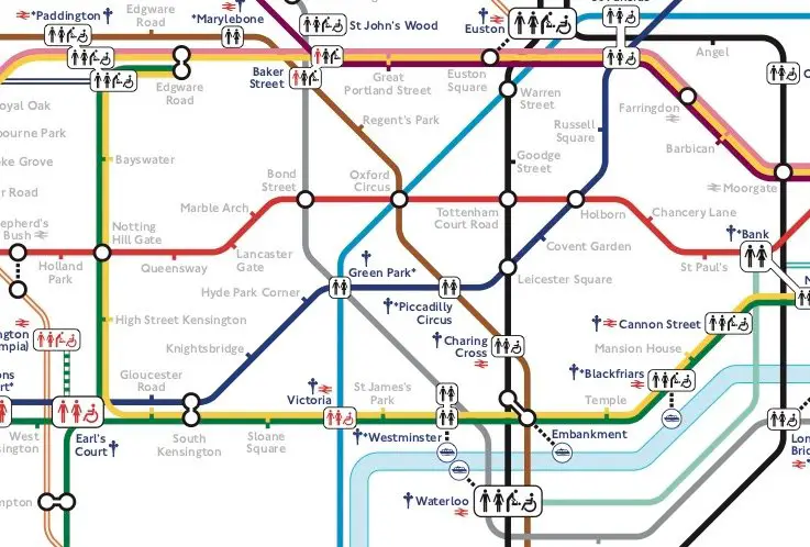 london tube map with attractions