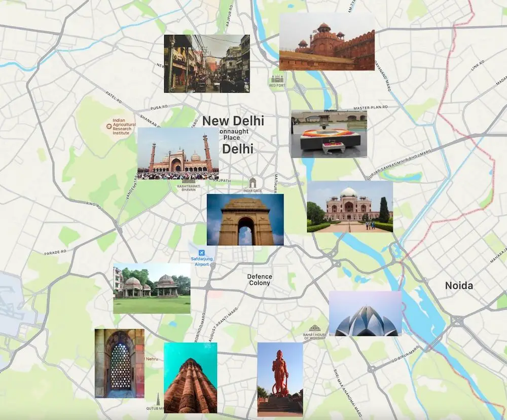 Delhi attractions map