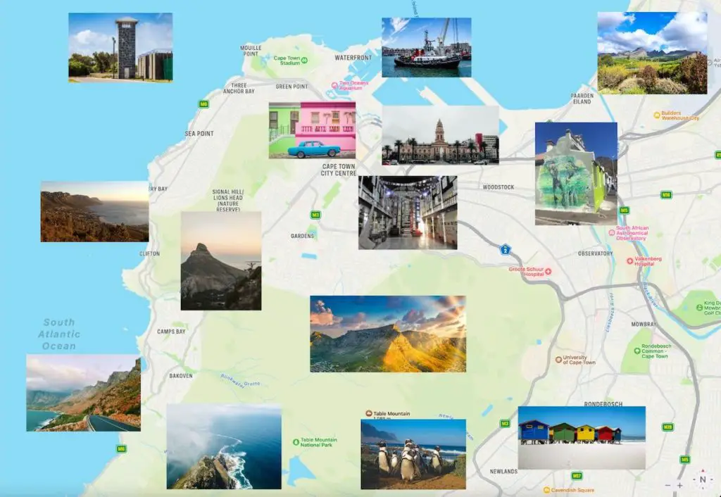 Cape Town attractions map