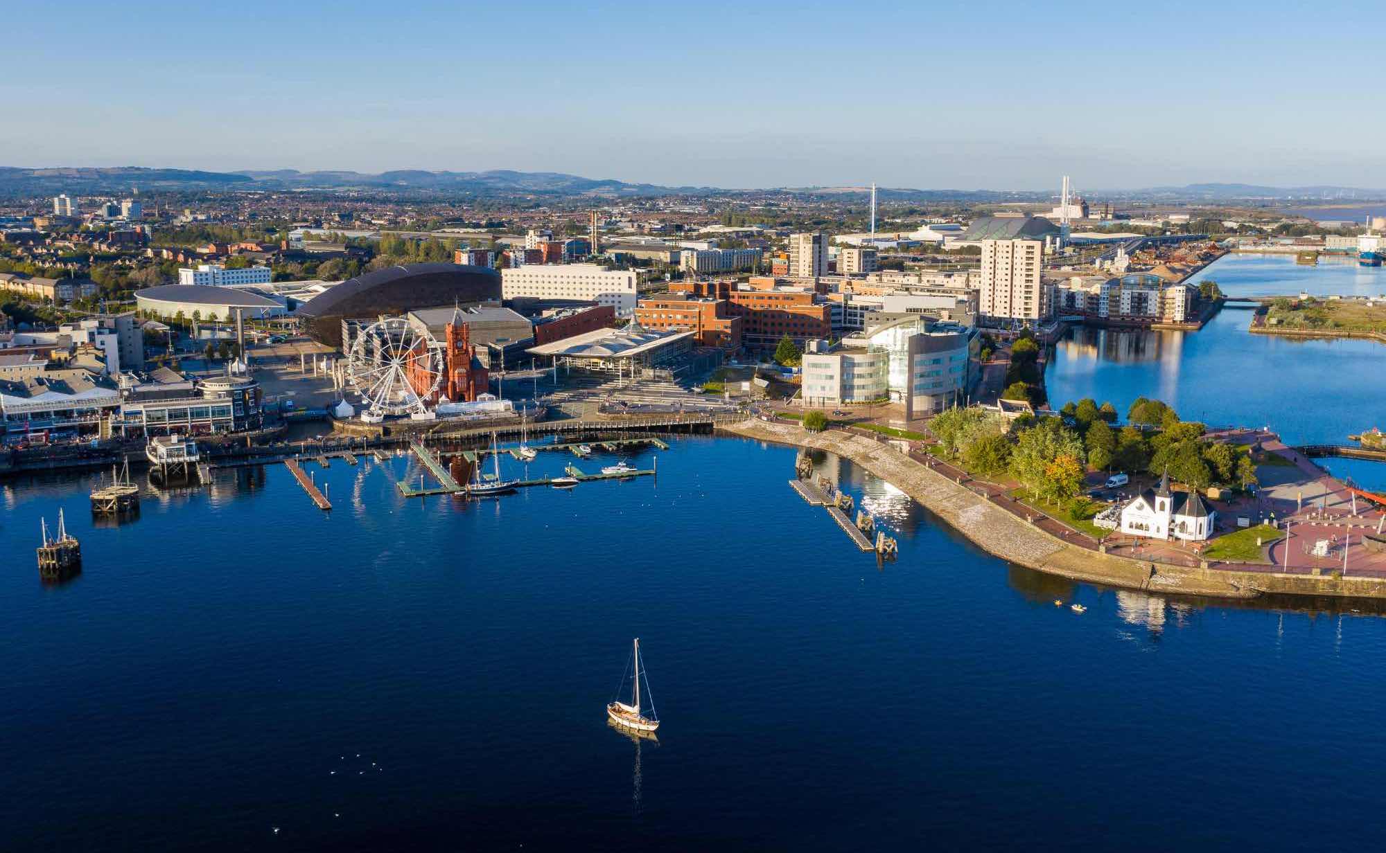 aerial view of Cardiff Bay