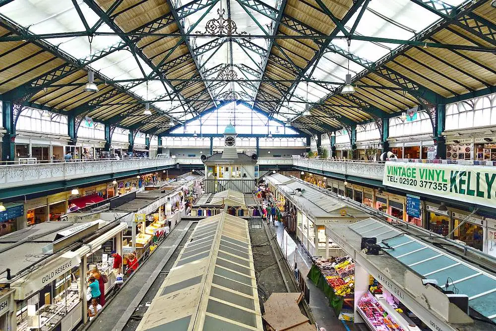 view overlooking the stalls in cardiff market