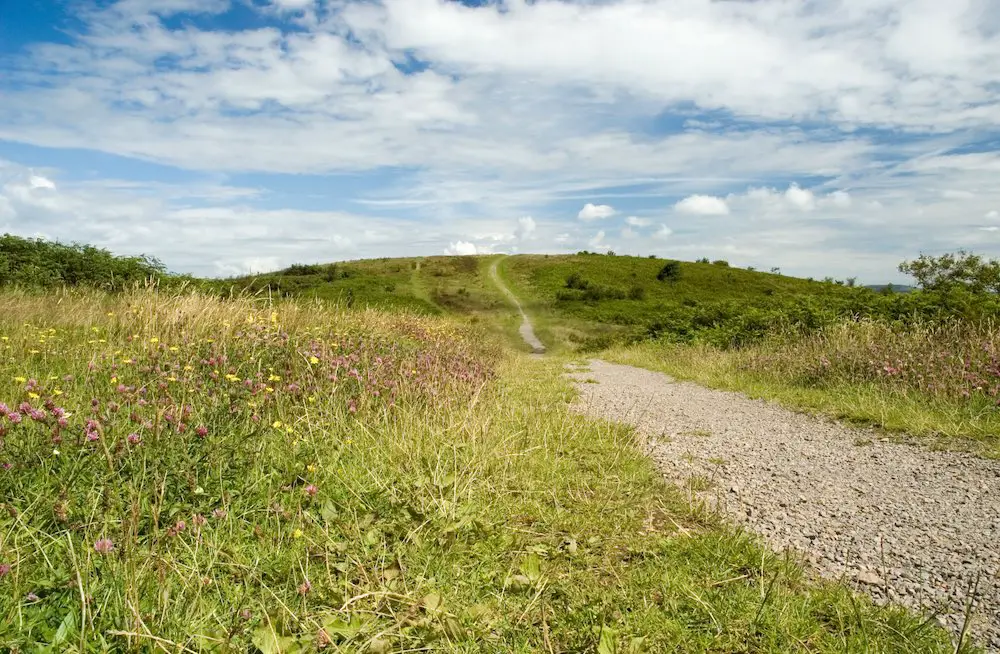 view of the grassy peak at caerphilly mountain