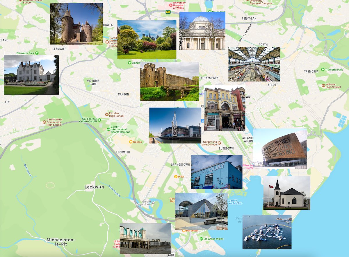 Cardiff Attractions Map 