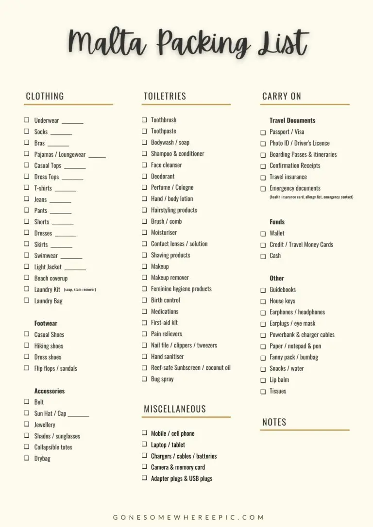 Your Essential Guide What to Pack for Malta and Gozo (+ FREE Travel