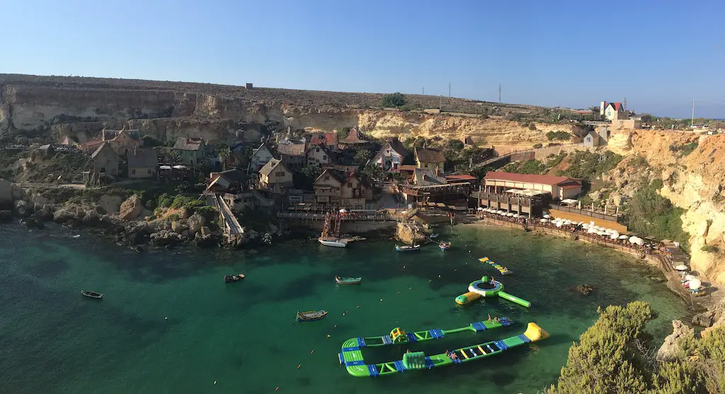 aerial view of Popeye Vilage and anchor bay