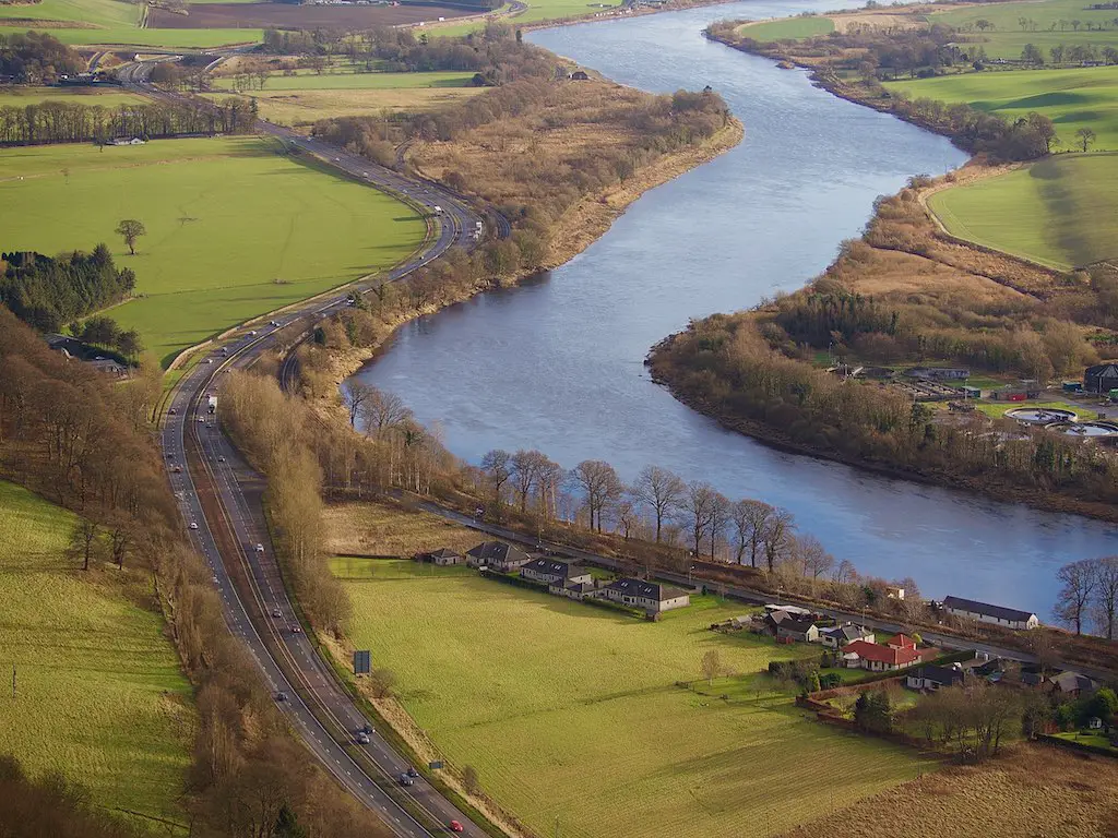aerial view of the river tay, scotland